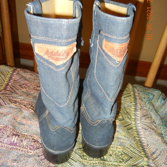 Vintage Western Boho Chic Hippie Suede & Denim Boots sz 8D(wmbt9) main image 9